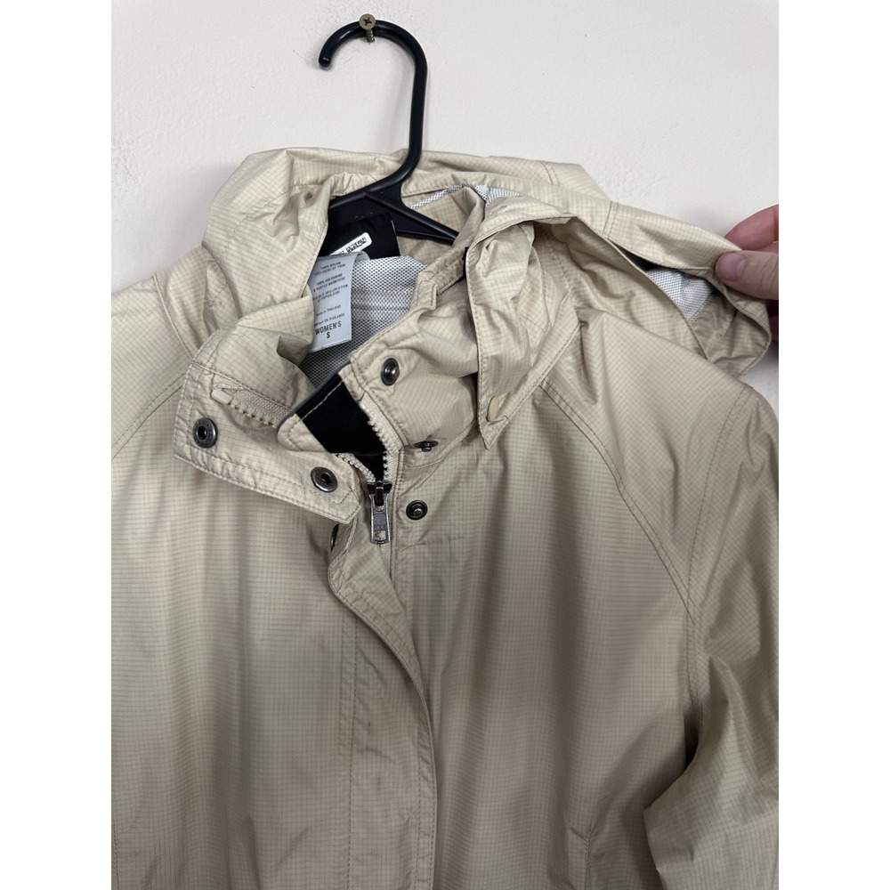 Patagonia Jacket Womens SMALL Beige Torrentshell Trench Coat Hooded Zip Up Snap - Picture 8 of 16